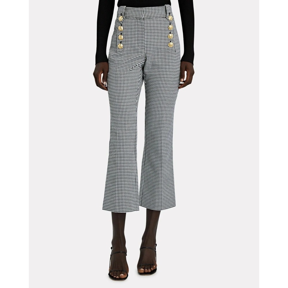 Derek Lam 10 Crosby Corinna Sailor Pants Black White Sz 6 Houndstooth Crop Flare